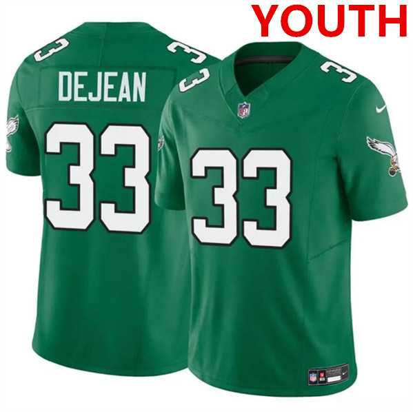 Youth Philadelphia Eagles #33 Cooper DeJean Green 2024 Draft F.U.S.E. Vapor Untouchable Throwback Limited Stitched Jersey